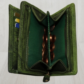 flevado Geldbörse Unisex Damen Herren Echt Leder RFID Schutz Grün